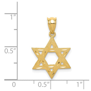 14k Yellow Gold Solid Satin Star Of David Pendant XR445