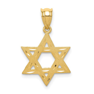 14k Yellow Gold Solid Satin Star Of David Pendant XR445