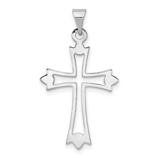 14k White Gold Budded Cross Pendant XR469
