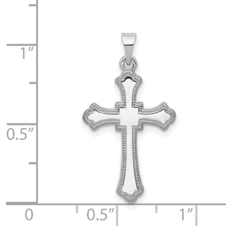 14k White Gold Budded Cross Pendant XR474