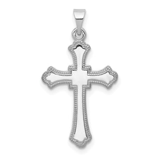 14k White Gold Budded Cross Pendant XR474