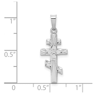 14k White Gold Eastern Orthodox Cross Pendant