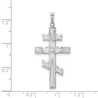 14k White Gold Eastern Orthodox Cross Pendant XR500