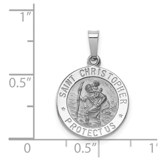 14k White Gold Saint Christopher Medal Pendant XR513