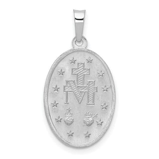 14k White Gold Miraculous Medal Pendant XR515