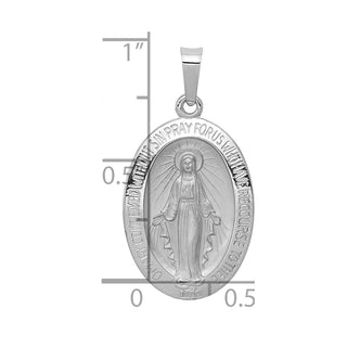 14k White Gold Miraculous Medal Pendant XR515