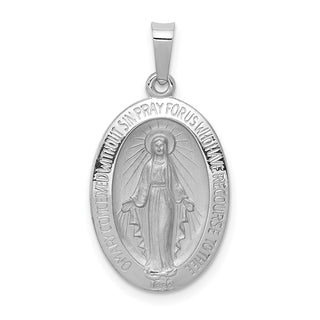 14k White Gold Miraculous Medal Pendant XR515