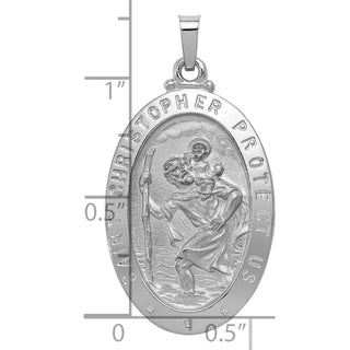 14k White Gold Saint Christopher Medal Pendant XR516