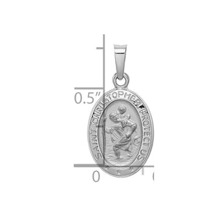 14k White Gold Saint Christopher Medal Pendant XR519