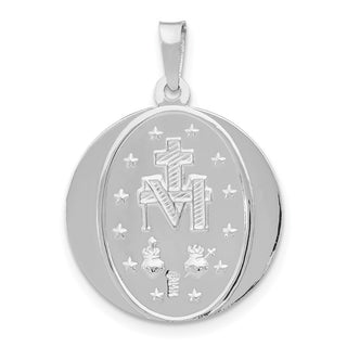 14k White Gold Miraculous Medal Pendant XR520