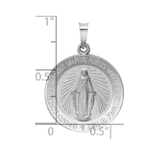 14k White Gold Miraculous Medal Pendant XR520