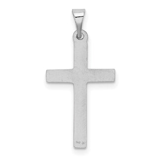 14k White Gold Hollow Cross Pendant XR560