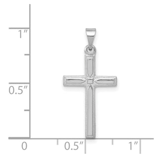 14k White Gold Hollow Cross Pendant XR560