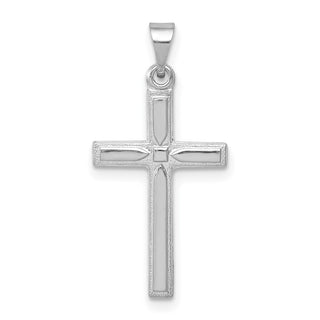 14k White Gold Hollow Cross Pendant XR560