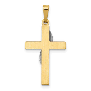 14k Yellow and White Gold Hollow Methodist Cross Pendant XR561