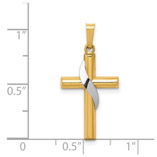 14k Yellow and White Gold Hollow Methodist Cross Pendant XR561