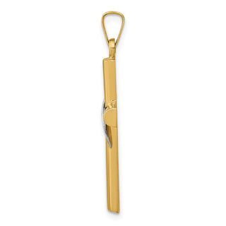 14k Yellow and White Gold Hollow Methodist Cross Pendant XR562