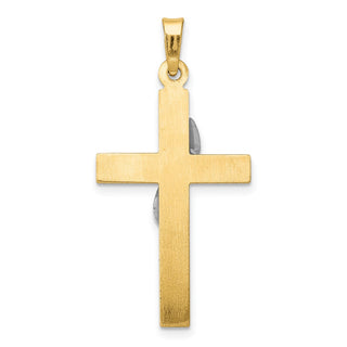 14k Yellow and White Gold Hollow Methodist Cross Pendant XR562
