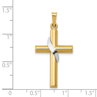 14k Yellow and White Gold Hollow Methodist Cross Pendant XR562
