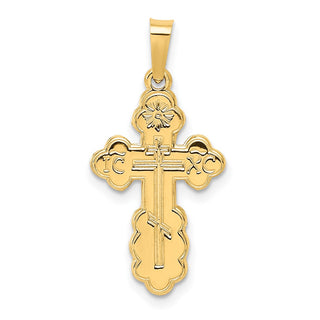 14k Yellow Gold Eastern Orthodox Cross Charm XR567