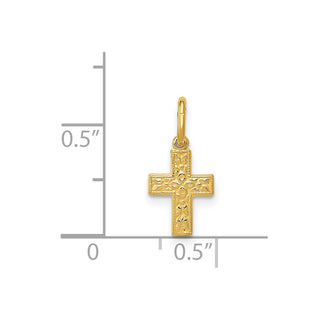 14K Yellow Gold Floral Cross Charm XR587
