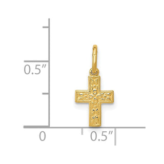 14K Yellow Gold Floral Cross Charm XR587