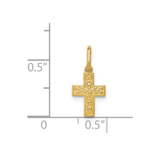 14K Yellow Gold Floral Cross Charm XR587