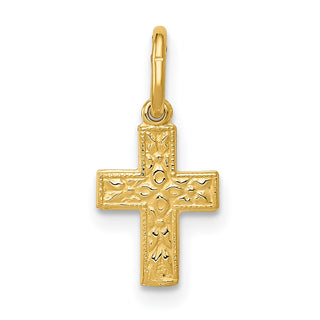 14K Yellow Gold Floral Cross Charm XR587