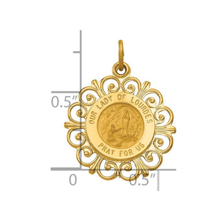 14k Yellow Gold Our Lady Of Lourdes Medal Pendant