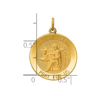 14k Yellow Gold Saint Luke Medal Pendant