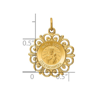 14K Yellow Gold Matka Boska Medal Charm XR656