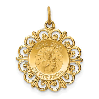 14K Yellow Gold Matka Boska Medal Charm XR656