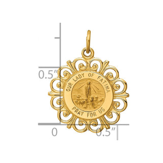 14k Yellow Gold Our Lady Of Fatima Medal Pendant XR667
