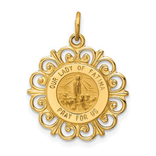 14k Yellow Gold Our Lady Of Fatima Medal Pendant XR667