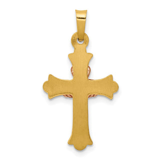 14k Yellow and Rose Gold Claddagh Cross Pendant XR714