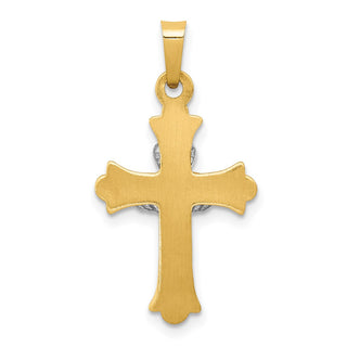 14k Yellow and White Gold Claddagh Cross Pendant XR717