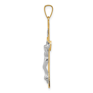 14k Yellow and White Gold Inri Latin Crucifix Pendant XR729