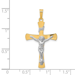 14k Yellow and White Gold Inri Latin Crucifix Pendant XR729