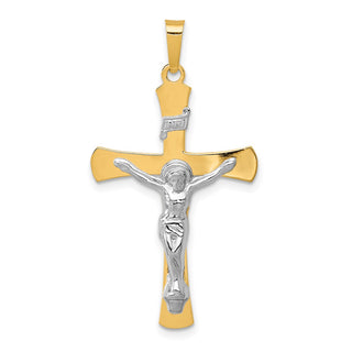 14k Yellow and White Gold Inri Latin Crucifix Pendant XR729