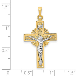14k Two-tone Gold INRI Crucifix Pendant XR738