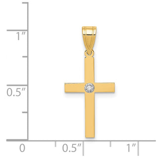 14k Yellow Gold Polished .01ctw Diamond Cross Pendant XR775