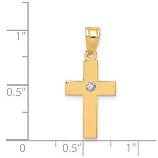 14k Yellow Gold Polished .01ctw Diamond Cross Pendant XR776