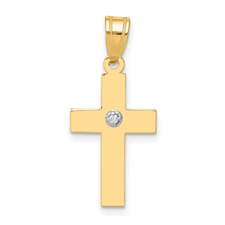 14k Yellow Gold Polished .01ctw Diamond Cross Pendant XR776