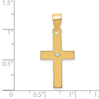14k Yellow Gold Polished .02ctw Diamond Cross Pendant XR777