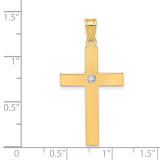 14k Yellow Gold Polished .02ctw Diamond Cross Pendant XR778