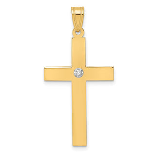 14k Yellow Gold Polished .02ctw Diamond Cross Pendant XR778