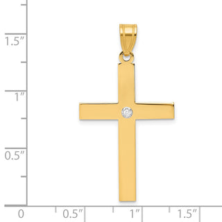 14k Yellow Gold Polished .02ctw Diamond Cross Pendant XR779