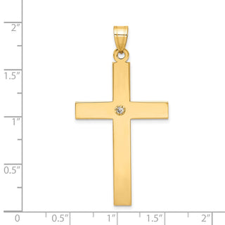 14k Yellow Gold Polished .03ctw Diamond Cross Pendant