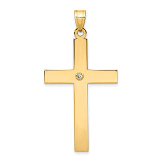 14k Yellow Gold Polished .03ctw Diamond Cross Pendant
