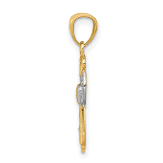14k Yellow Gold and Rhodium Filigree Angel Pendant XR919